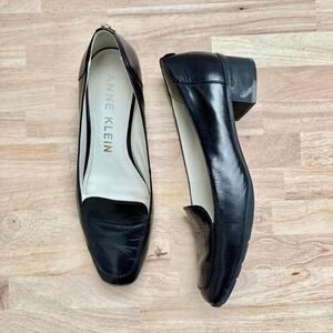 Vintage Black Kitten Loafer Ann Klein size 9.5 minimal ballet